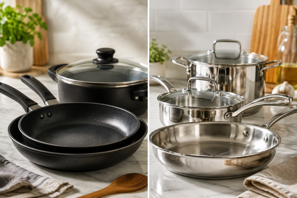 nonstick vs stainless steel cookware